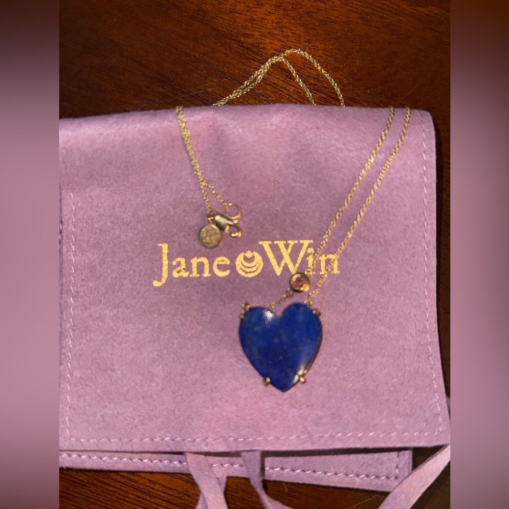 Jane Win Carved Lapis Heart Necklace